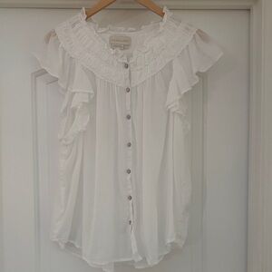 Caballero White Ruffle Blouse XL